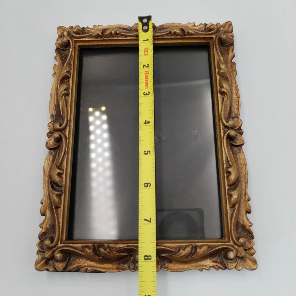 Vintage Ornate Gold Picture Frame 5x7 Baroque Rococo Scroll Resin Tabletop Wall